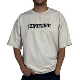 خرید تیشرت آستین کوتاه مردانه کرمی طرح مچینست