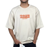 خرید تیشرت آستین کوتاه مردانه کرمی طرح چاپ دار