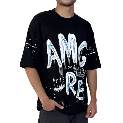 خرید تیشرت آستین کوتاه مردانه مشکی طرح گرافیکی