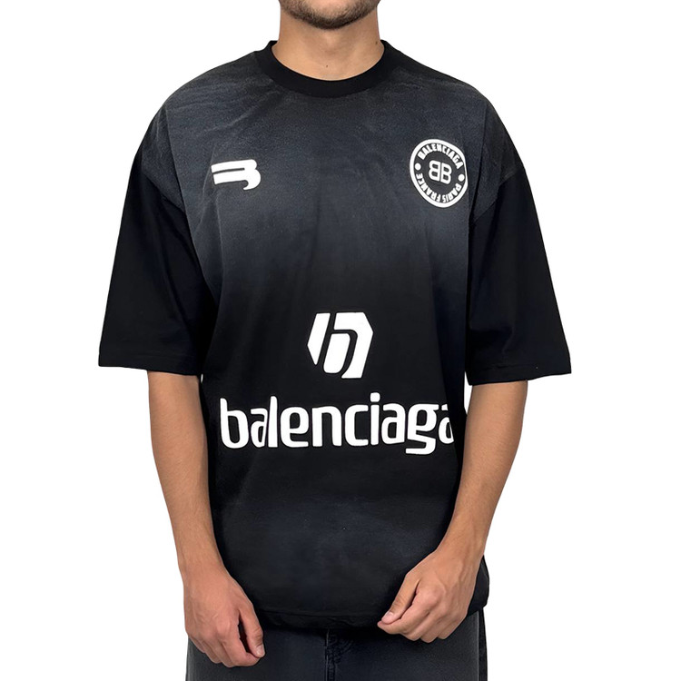 خرید تیشرت آستین کوتاه مردانه مشکی طرح بالنسیاگا