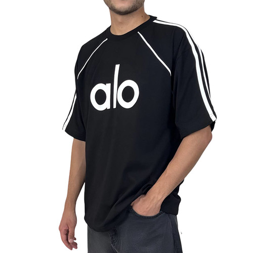خرید تیشرت آستین کوتاه مردانه مشکی طرح alo