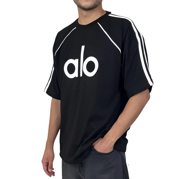 خرید تیشرت آستین کوتاه مردانه مشکی طرح alo