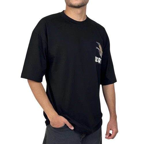 خرید تیشرت آستین کوتاه مردانه مشکی با طرح گل دوزی