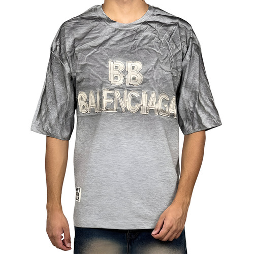 خرید تیشرت طوسی چاپ بالنسیاگا