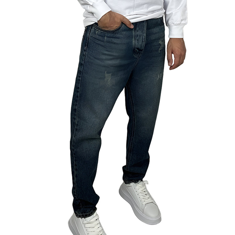 خرید شلوار جین مام فیت مردانه آبی تیره