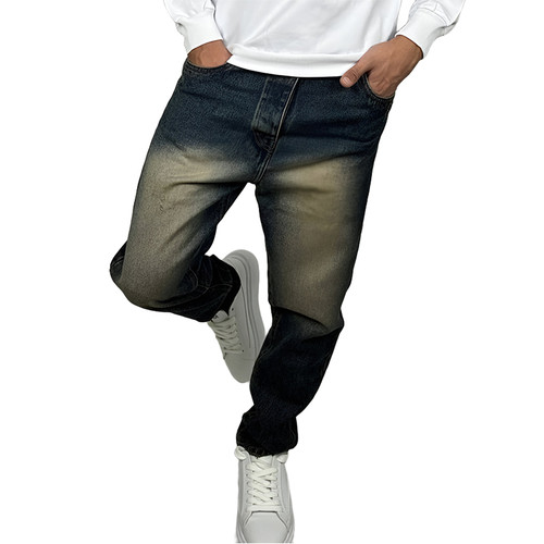 خرید شلوار مام فیت مردانه سرمه ای با افکت روشن