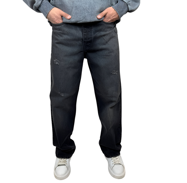 شلوار جین بگ (Baggy Fit) مردانه زاپدار ذغالی