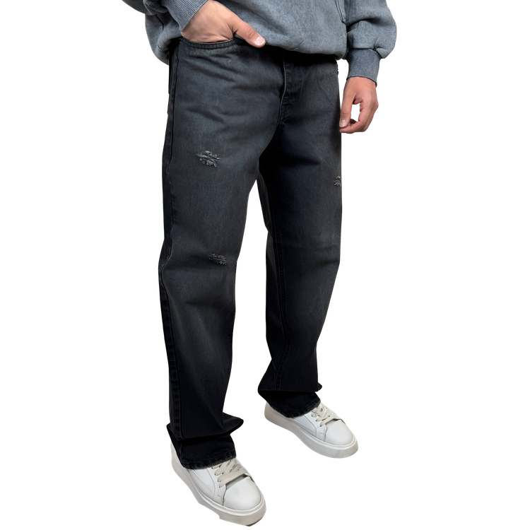 شلوار جین بگ (Baggy Fit) مردانه زاپدار ذغالی