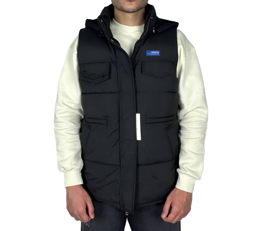 خرید جلیقه پافر (بادی) کلاهدار مردانه - مشکی - مدل جیبدار تاکتیکال