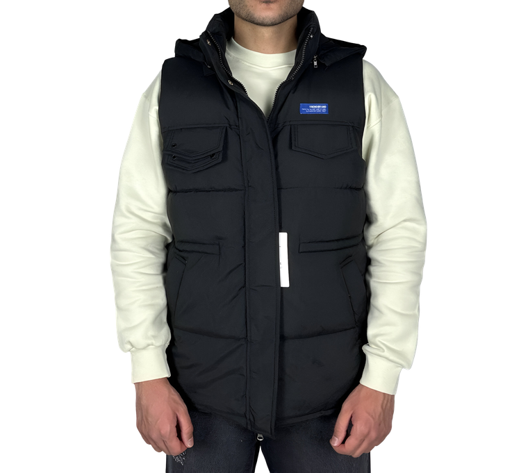 خرید جلیقه پافر (بادی) کلاهدار مردانه - مشکی - مدل جیبدار تاکتیکال