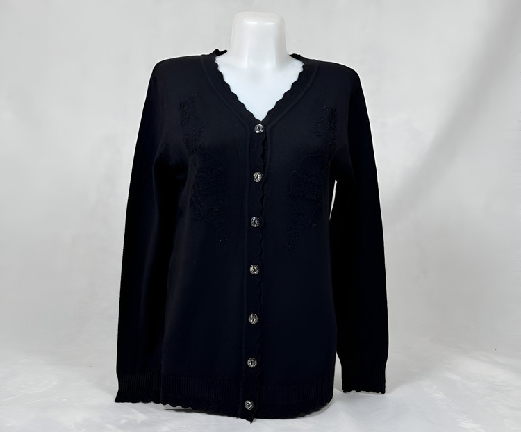 خرید کاردیگان زنانه طرح گلدوزی | ژاکت یقه هفت مجلسی (لبه موجدار)