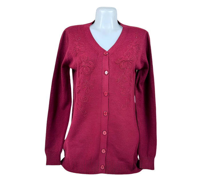 خرید کاردیگان زنانه طرح گلدوزی | ژاکت یقه هفت مجلسی (لبه موجدار)
