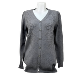 خرید کاردیگان زنانه طرح گلدوزی | ژاکت یقه هفت مجلسی (لبه موجدار)