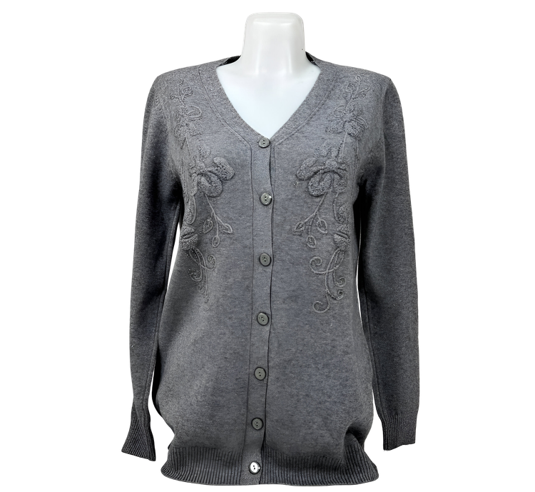 خرید کاردیگان زنانه طرح گلدوزی | ژاکت یقه هفت مجلسی (لبه موجدار)