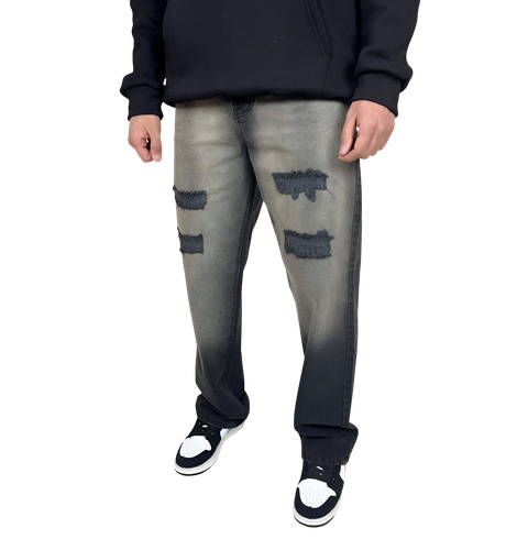 خرید شلوار جین مردانه نیم بگ (Semi-Baggy) زاپدار - رنگ دودی و خاص - فیت راحت