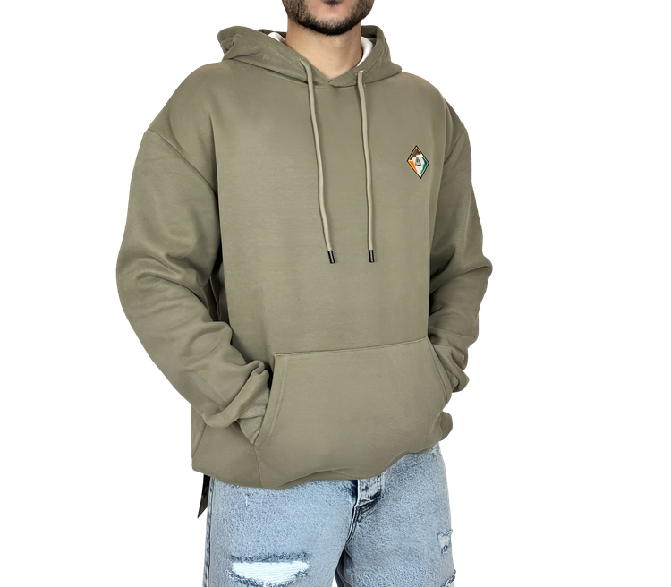خرید هودی زیتونی پشت چاپ