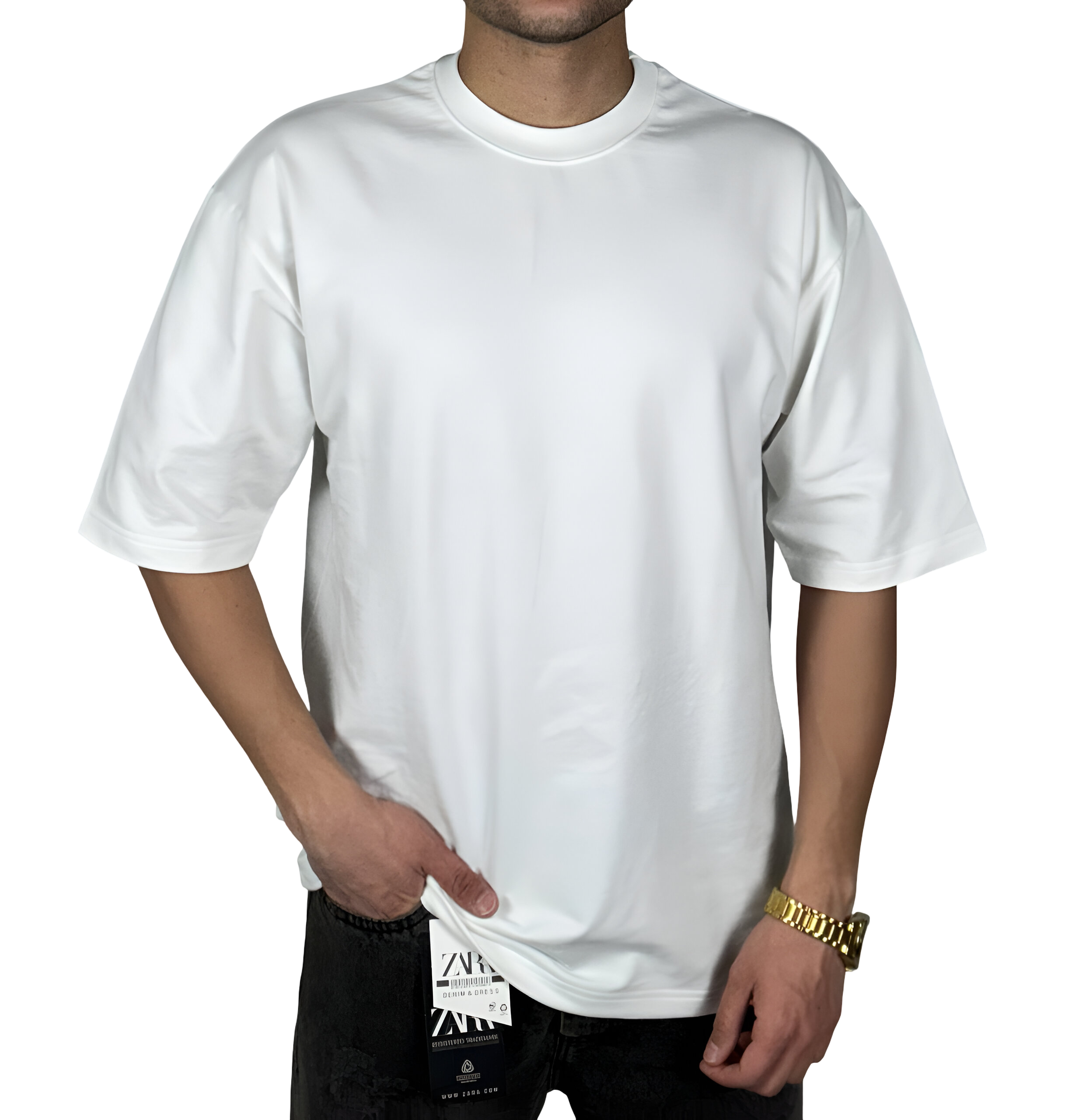 خریدتیشرت سفید ساده پارچه ماکان گرم دار