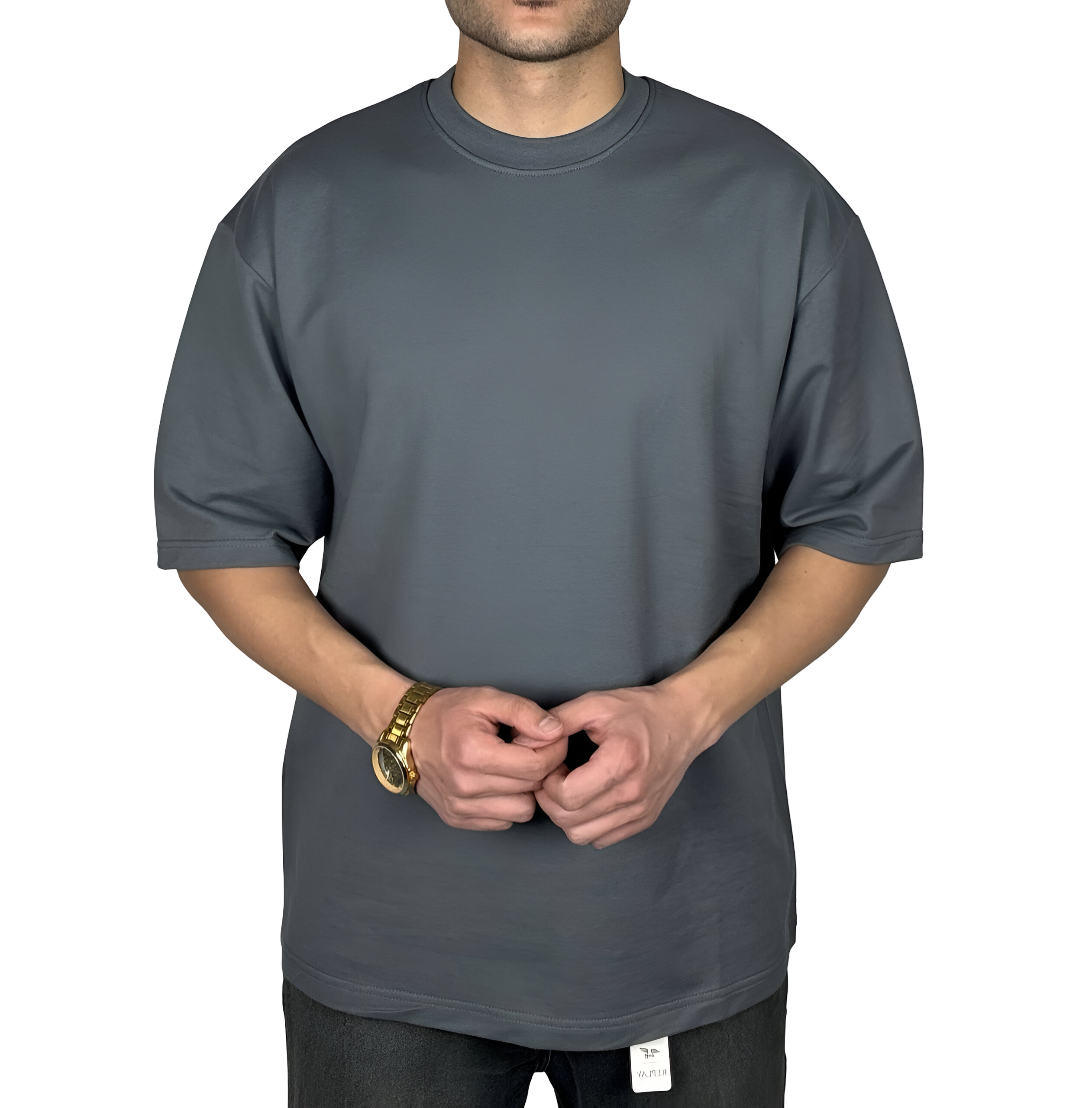 خرید تیشرت آستین کوتاه مردانه طوسی مینیمال