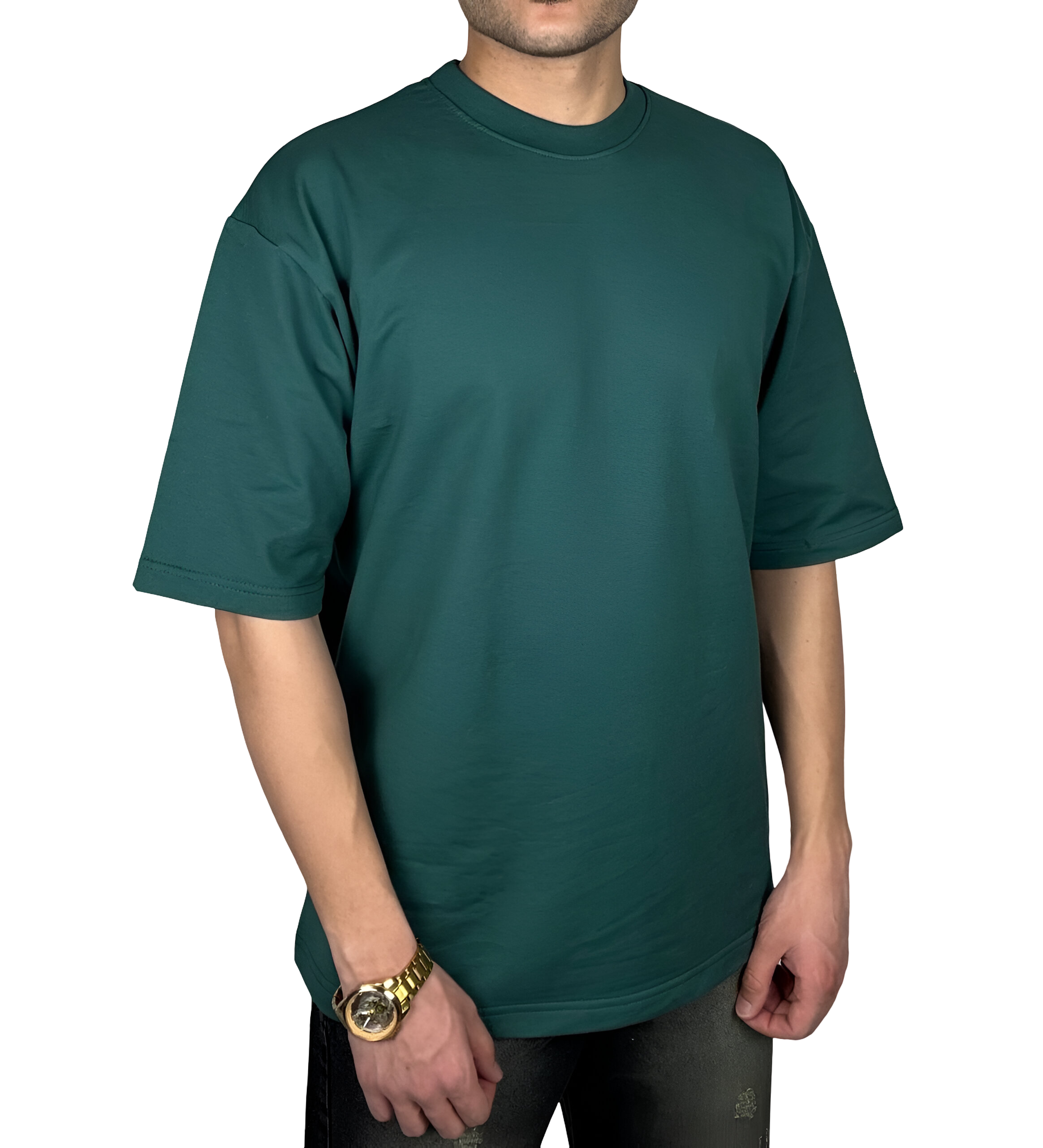 خریدتیشرت سبز ساده پارچه ماکان گرم دار