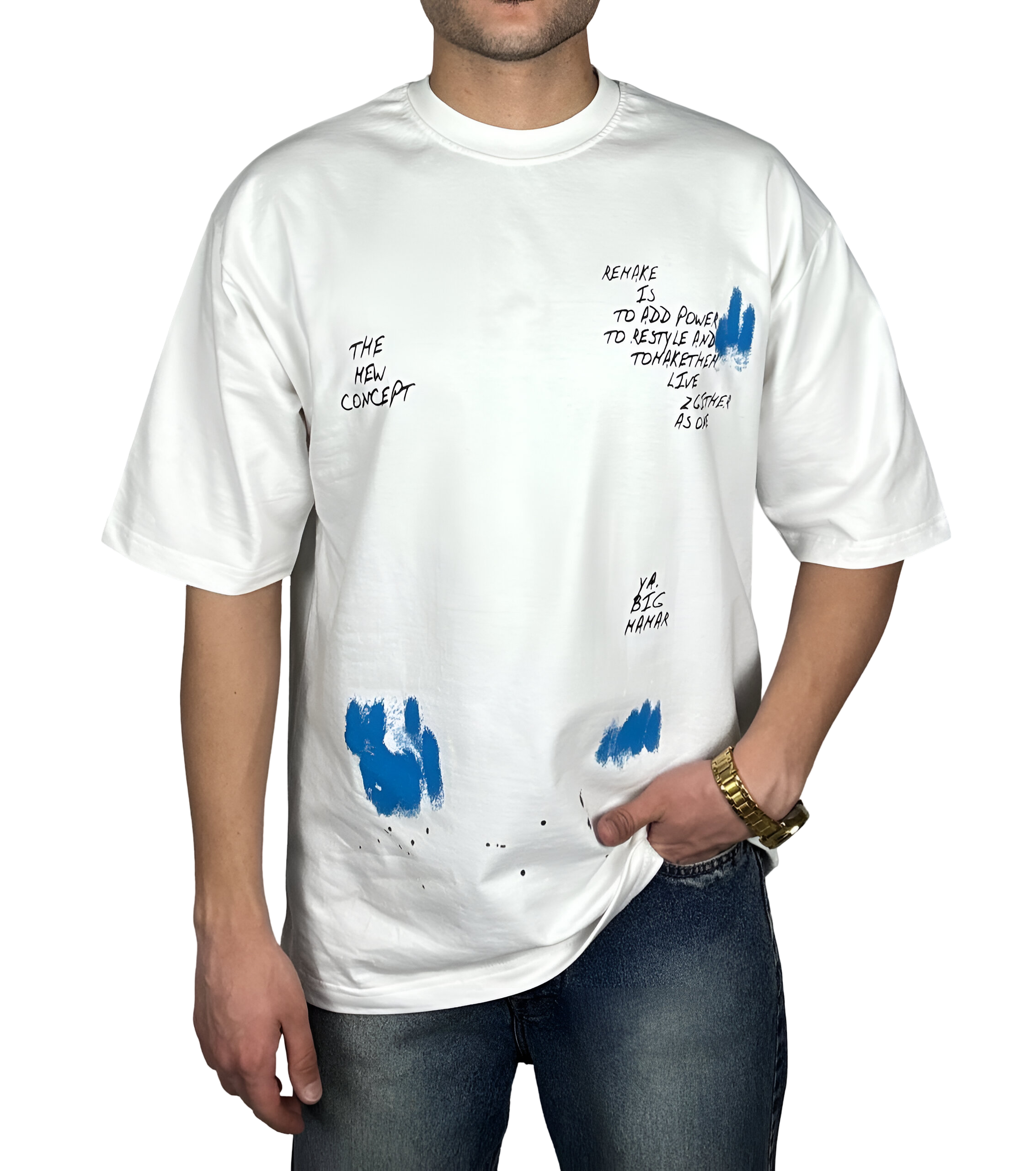 خریدتیشرت مردانه سفید طرح دار