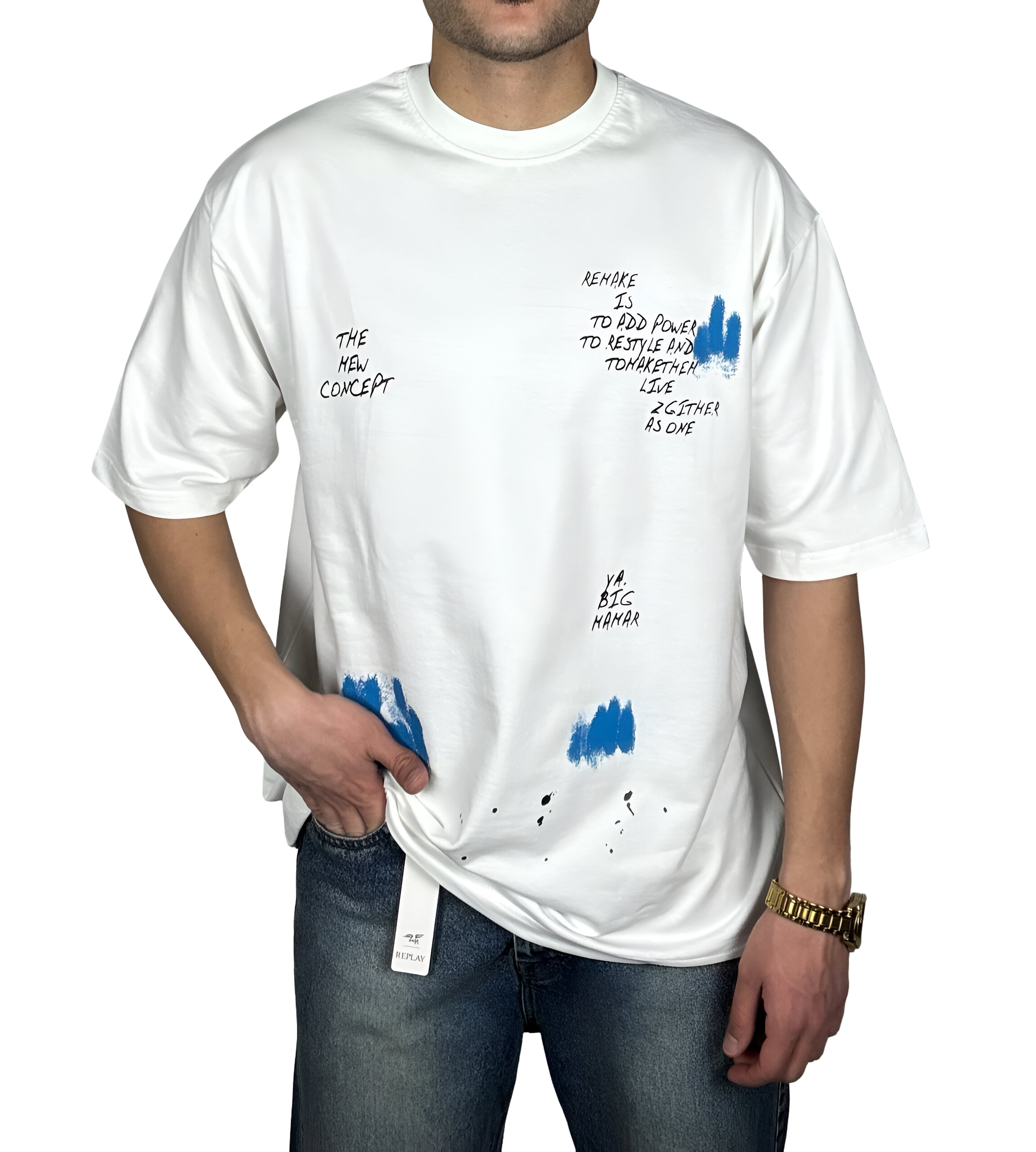 خرید تیشرت آستین کوتاه مردانه سفید طرح دار