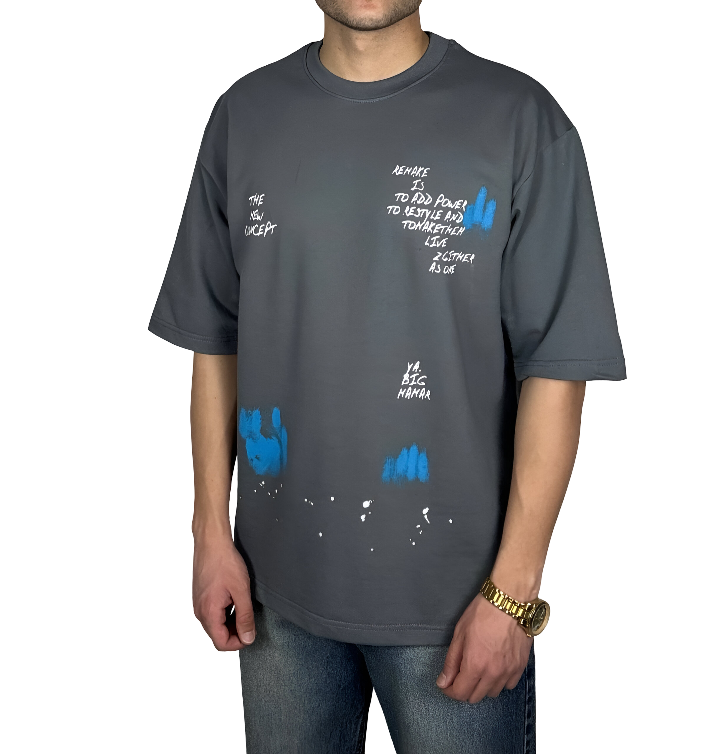 خریدتیشرت مردانه طوسی طرح دار