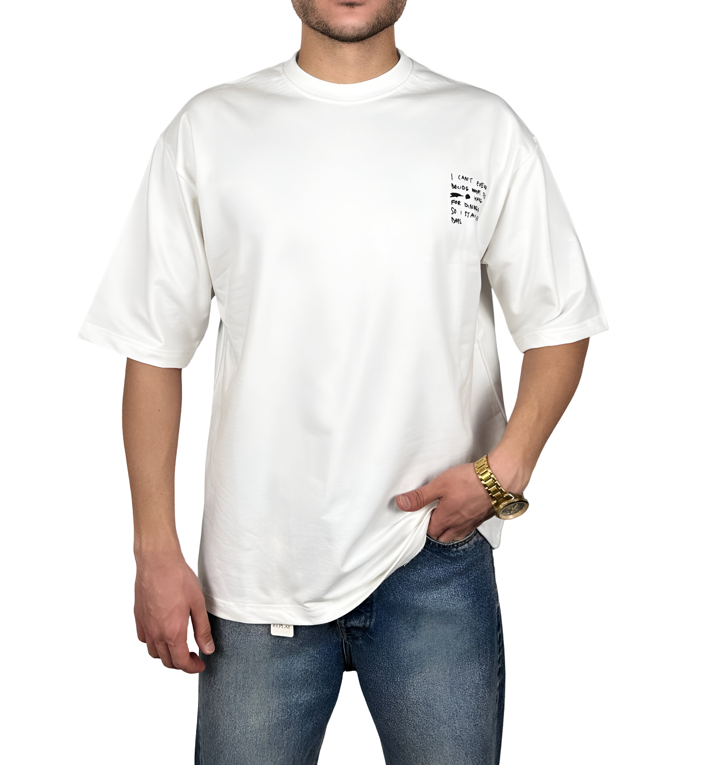 خریدتیشرت مردانه سفید طرح نوشته دار