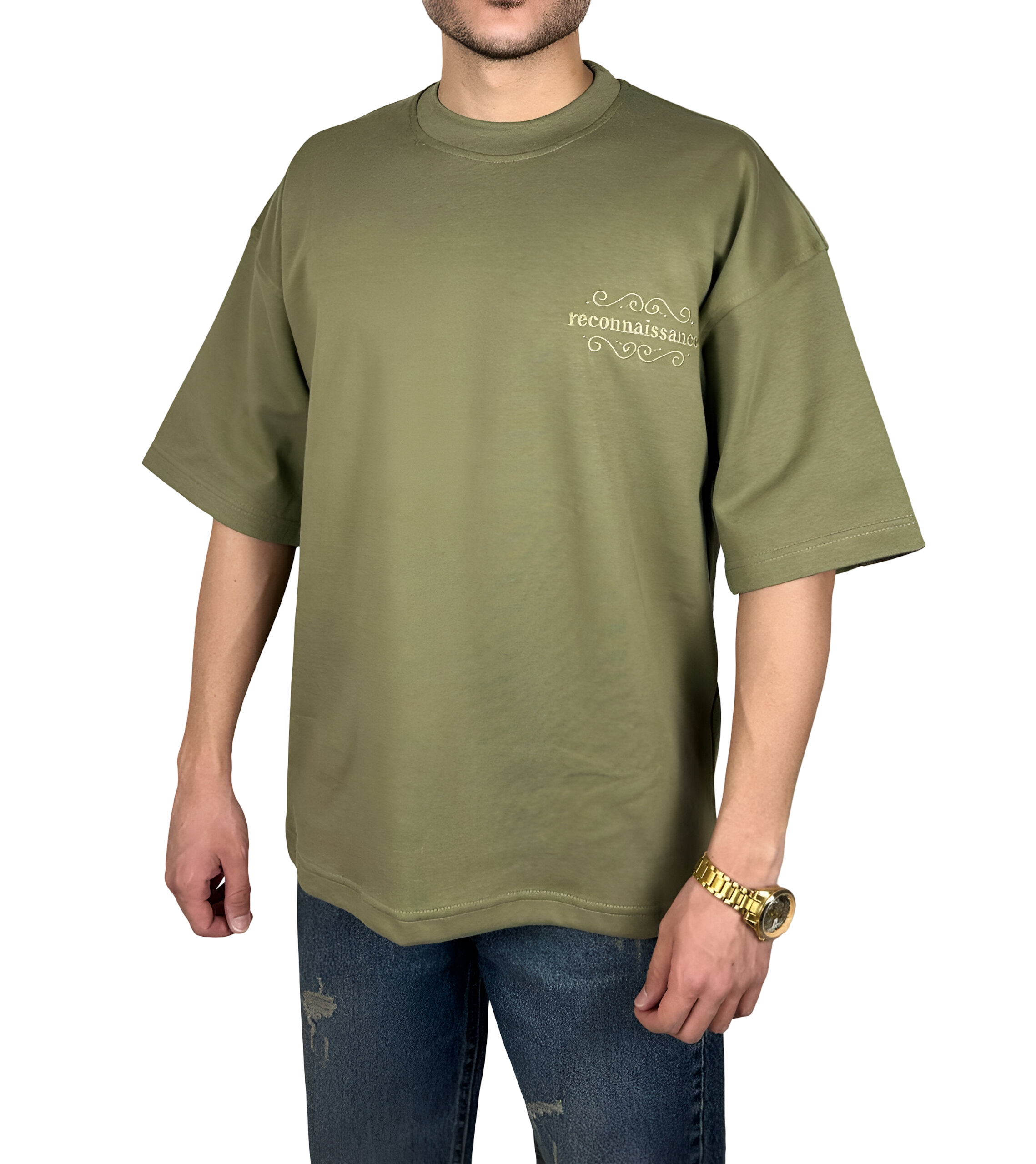 خرید تیشرت آستین سه ربع زیتونی