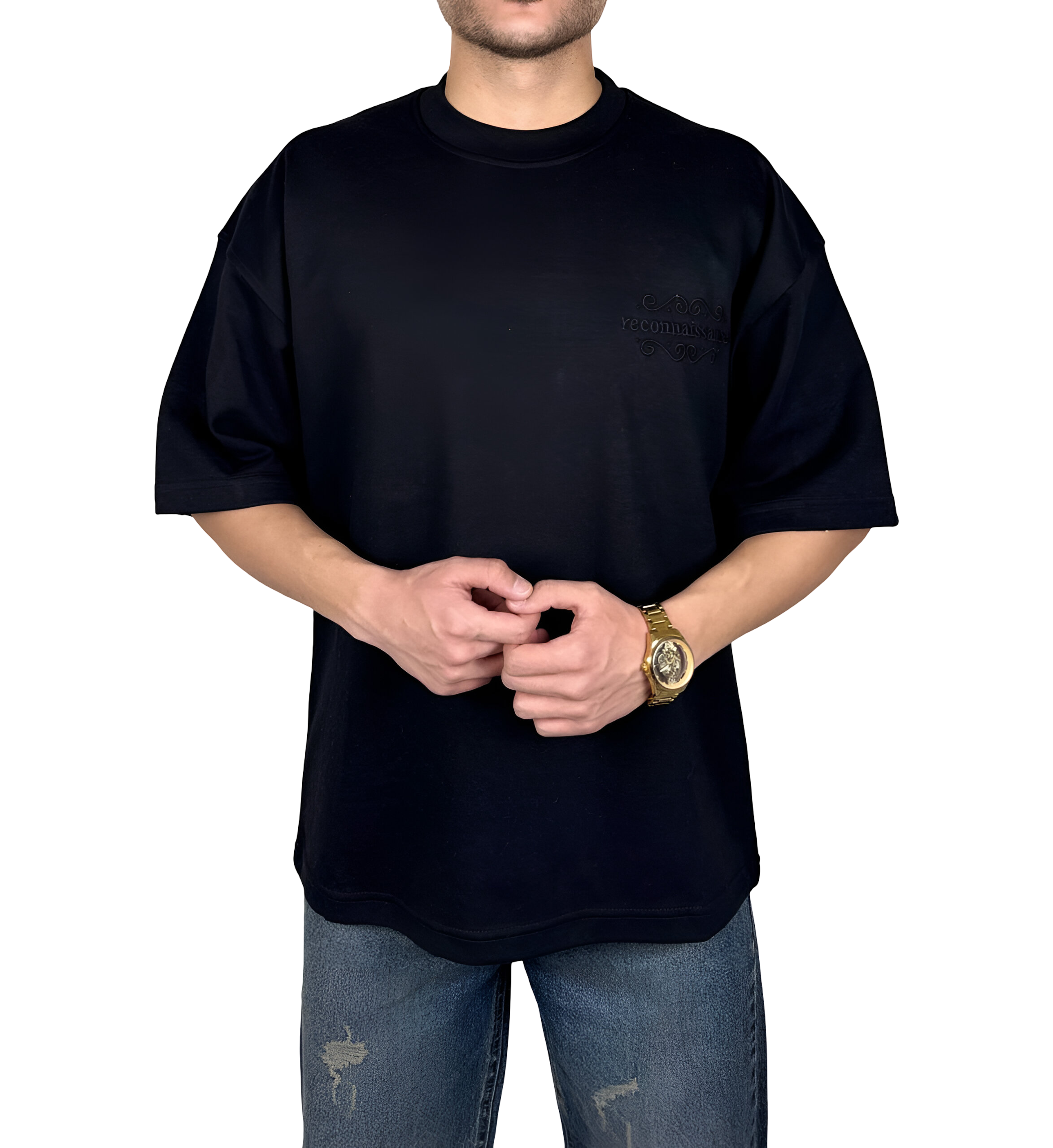 خرید تیشرت آستین کوتاه مشکی با گلدوزی خفن