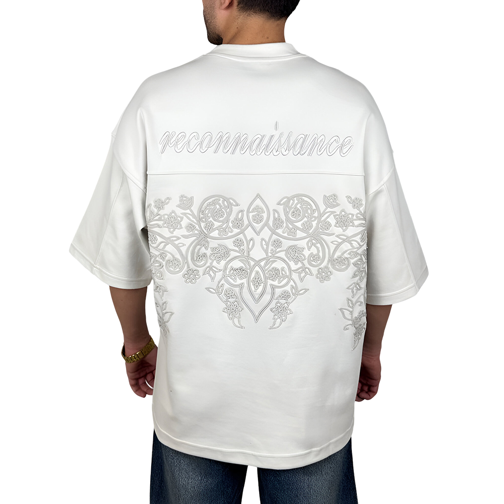 تیشرت آستین سه ربع پشت ورو گل دوزی شده