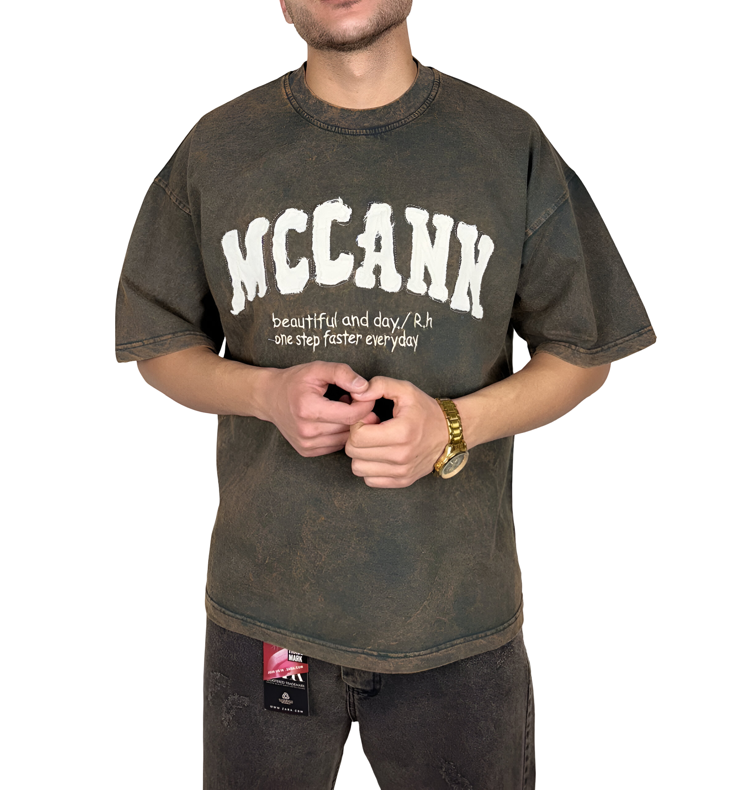 خرید تیشرت سنگشور قهوه ای سنگی با قواره باکسی