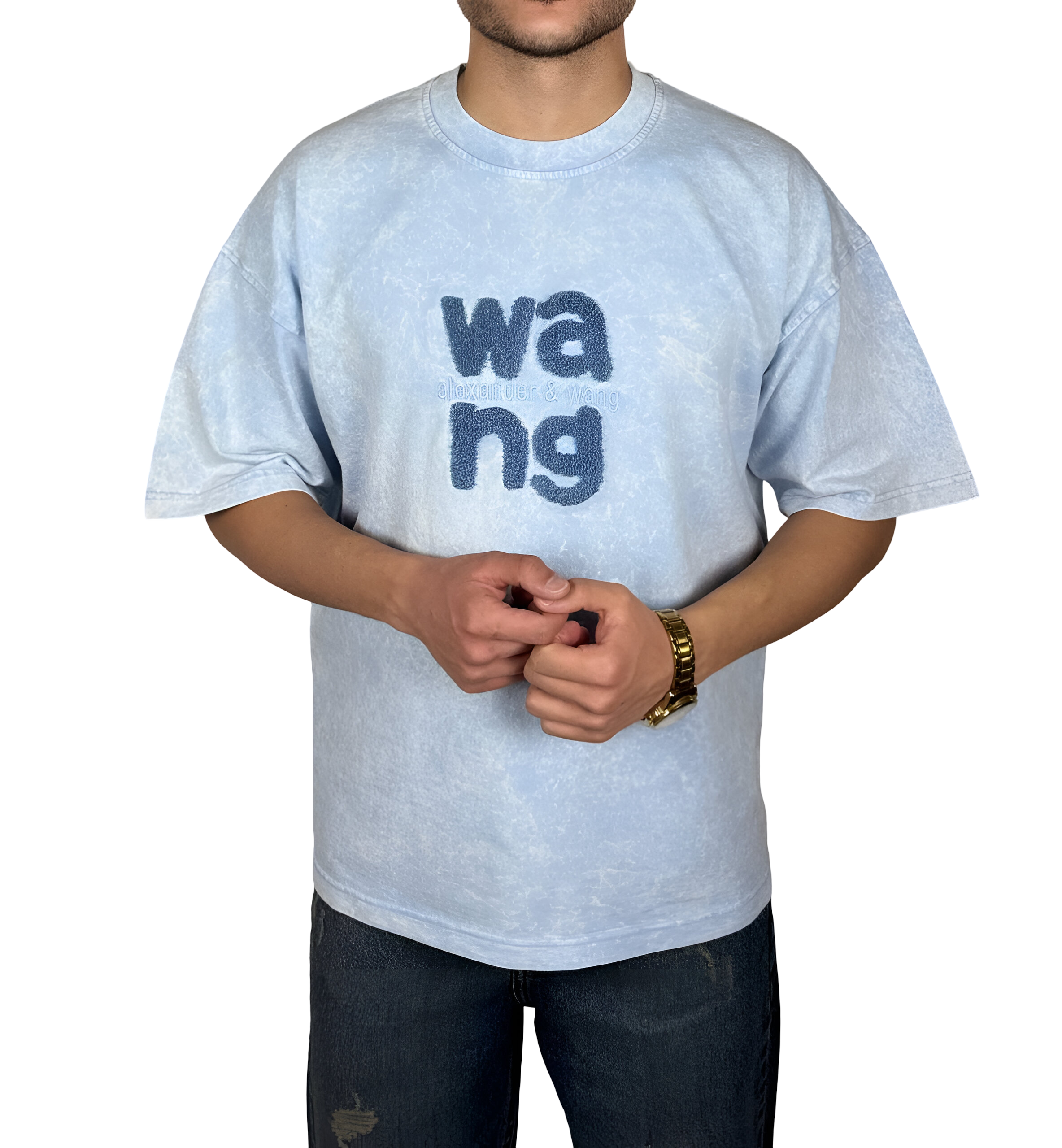 خرید تیشرت آستین سه ربع آبی آسمانی