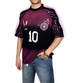 خریدتیشرت اورسایزمشکی طرح فانتزی اینتر میامی (مدل مسی)