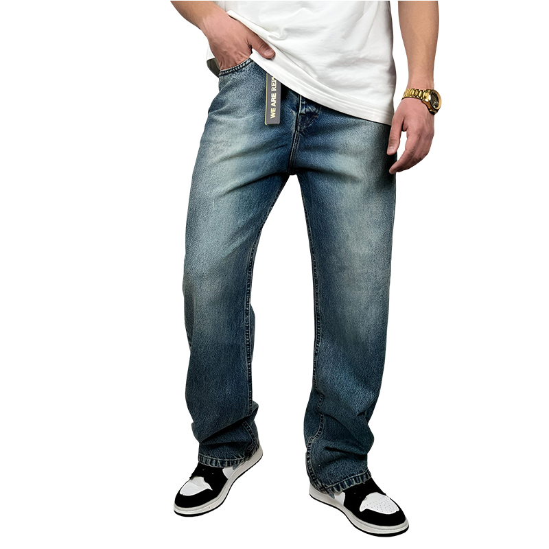 خریدشلوار جین نیم بگ مردانه آبی روشن