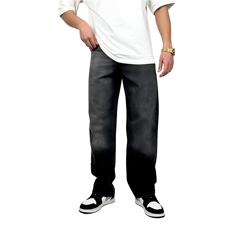 خرید شلوار جین نیم بگ مردانه رنگ ذغالی