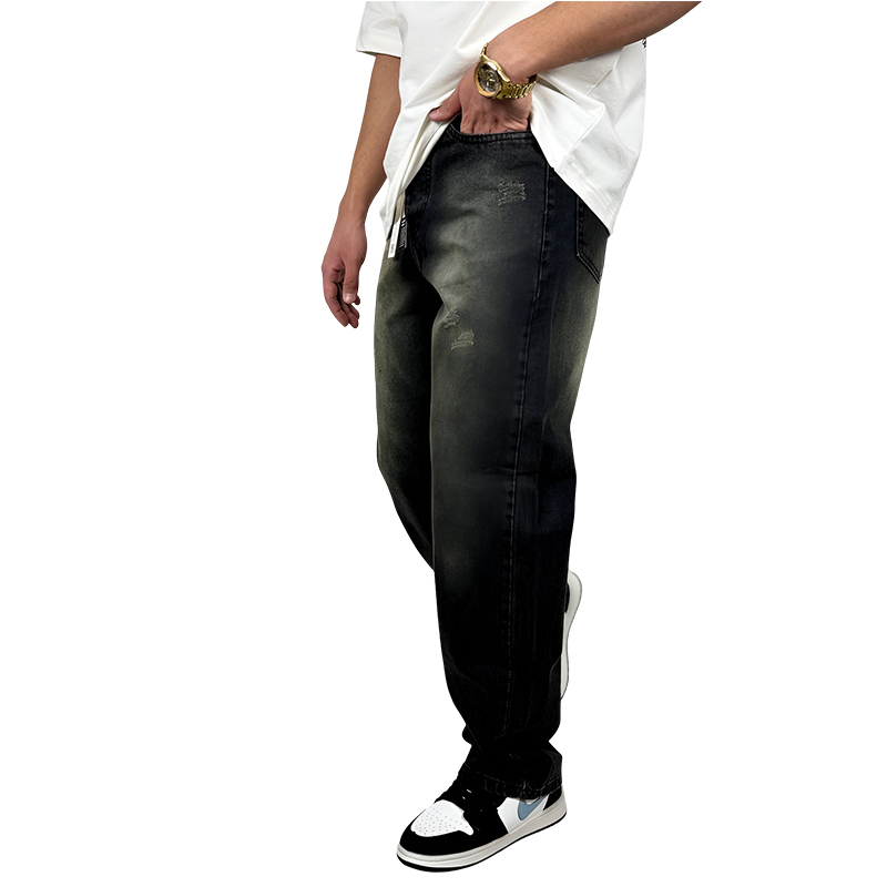 خرید شلوار نیم بگ مردانه دودی شسته شده