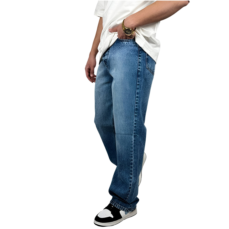 خرید شلوار جین نیمبگ مردانه رنگ آبی میانشور آنزیمشور (بدون زاپ)