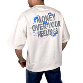 تیشرت آستین کوتاه مردانه سفید طرح MONEY OVER-YOUR FEELINGS