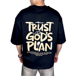 خرید تیشرت مردانه مشکی چاپدار مدل Trust God’s Plan | استایل کژوال و فشن