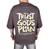 تیشرت مردانه قهوه ای چاپدار مدل Trust God’s Plan | استایل کژوال و فشن
