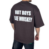 خرید تیشرت آستین کوتاه مردانه قهوه ای طرح Hot Boys Like Whiskey
